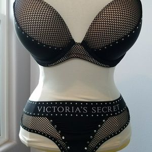 X BALMAIN Studded fishnet bra and M/Panty.